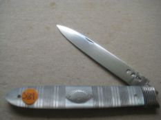 Rare George III Double Duty Mother of Pearl Hafted Silver Bladed Folding Fruit Knife