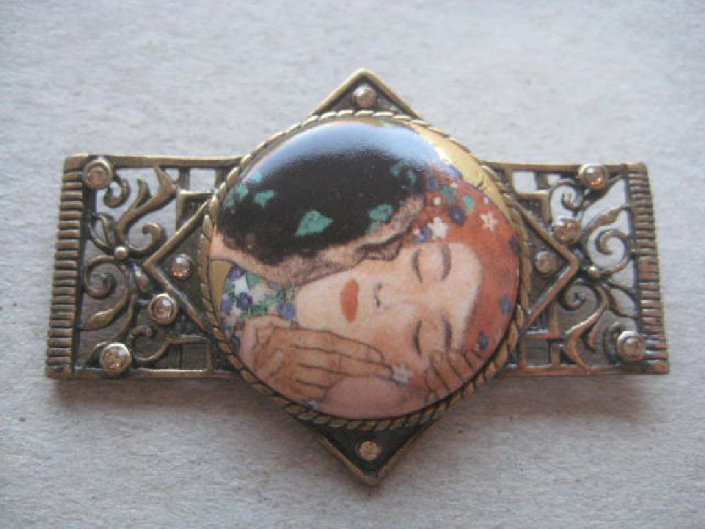 Vintage G Klimt Der Kuss Goebel Jewellery Set, Cased - Image 5 of 9