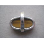 Vintage Silver Tigers Eye Stone Set Decorated Ring. Hallmarked for Edinburgh 1977.