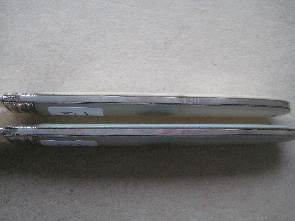 Rare George III Large Matching Mother of Pearl Hafted Silver Bladed Folding Fruit Knife and Fork - Image 4 of 7