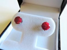 Sterling Silver 3.4ct Ruby Stud Earrings New with Gift Box