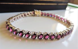 Sterling Silver 20ct Pink Tourmaline Tennis Bracelet New with Gift Box