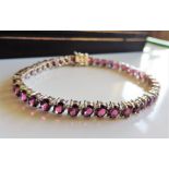 Sterling Silver 20ct Pink Tourmaline Tennis Bracelet New with Gift Box