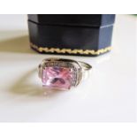 Sterling Silver 4ct Pink & White Topaz Ring New with Gift Box