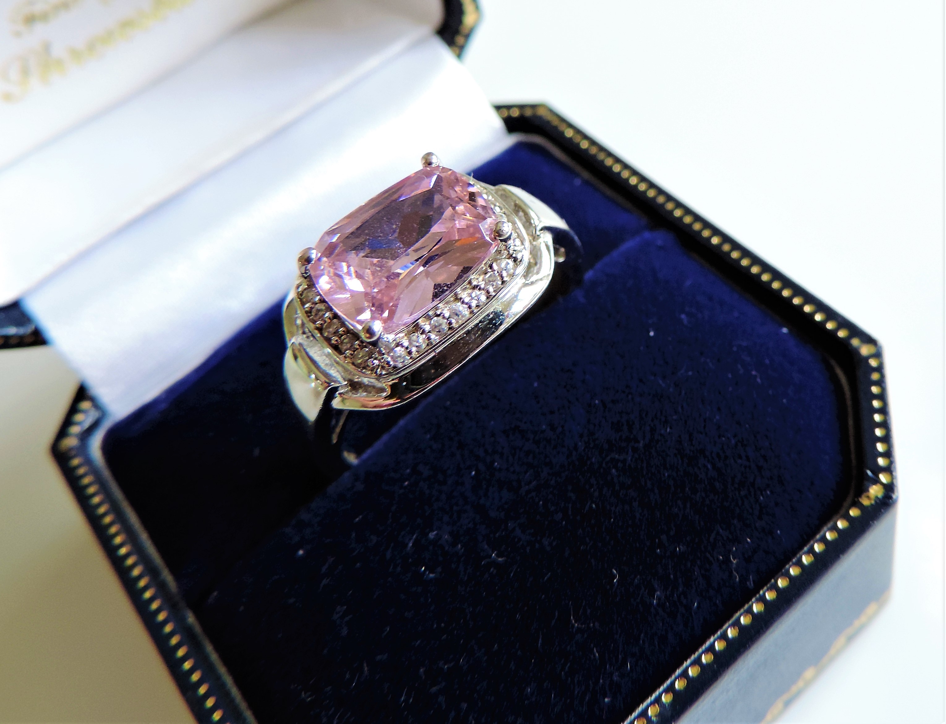Sterling Silver 4ct Pink & White Topaz Ring New with Gift Box - Image 3 of 3