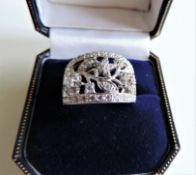 Sterling Silver White Gemstone Filigree Ring New with Gift Box