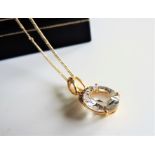 Gold on Sterling Silver 3ct White Zircon Pendant Necklace