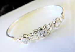 Sterling Silver 2.24 carat White Topaz Gemstone Bangle