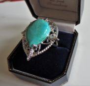 Designer Sterling Silver Turquoise Ring New with Gift Box