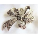 Antique Art Nouveau Marcasite Brooch 2.5 icnhes wide