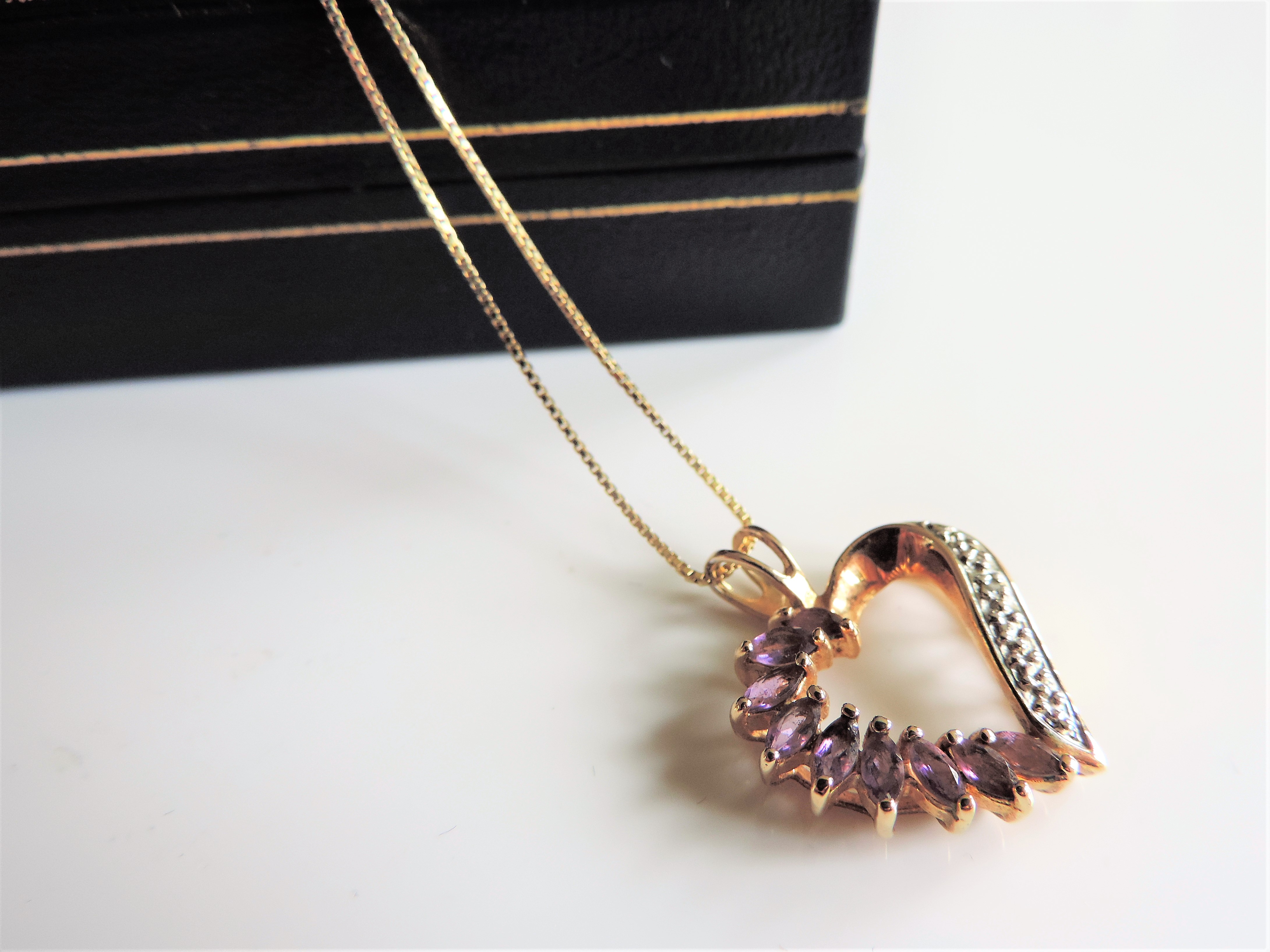 Gold on Sterling Silver Amethyst Heart Pendant Necklace - Image 2 of 4