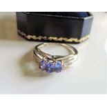 Sterling Silver Tanzanite & Topaz Ring New with Gift Box