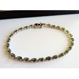 Sterling Silver 7ct Green Tourmaline Tennis Bracelet New with Gift Box