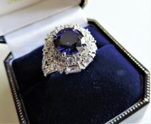 Sterling Silver Tanzanite Cluster Ring New with Gift Box