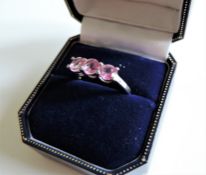 Sterling Silver 1.8 ct Pink Sapphire Ring New with Gift Box