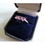 Sterling Silver 1.8 ct Pink Sapphire Ring New with Gift Box