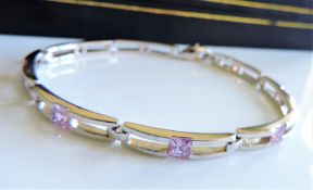 Sterling Silver 2.8 ct Pink Topaz Bracelet