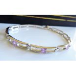 Sterling Silver 2.8 ct Pink Topaz Bracelet