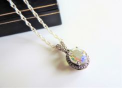 Sterling Silver 3.5ct Mystic Topaz Pendant Necklace