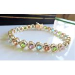 Sterling Silver 11ct Tutti Frutti Multi Gemstone Tennis Bracelet