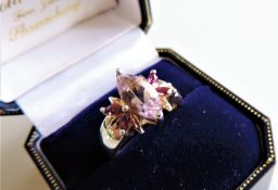 Sterling Silver Amethyst & Pink Tourmaline Ring New with Gift Box