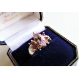 Sterling Silver Amethyst & Pink Tourmaline Ring New with Gift Box