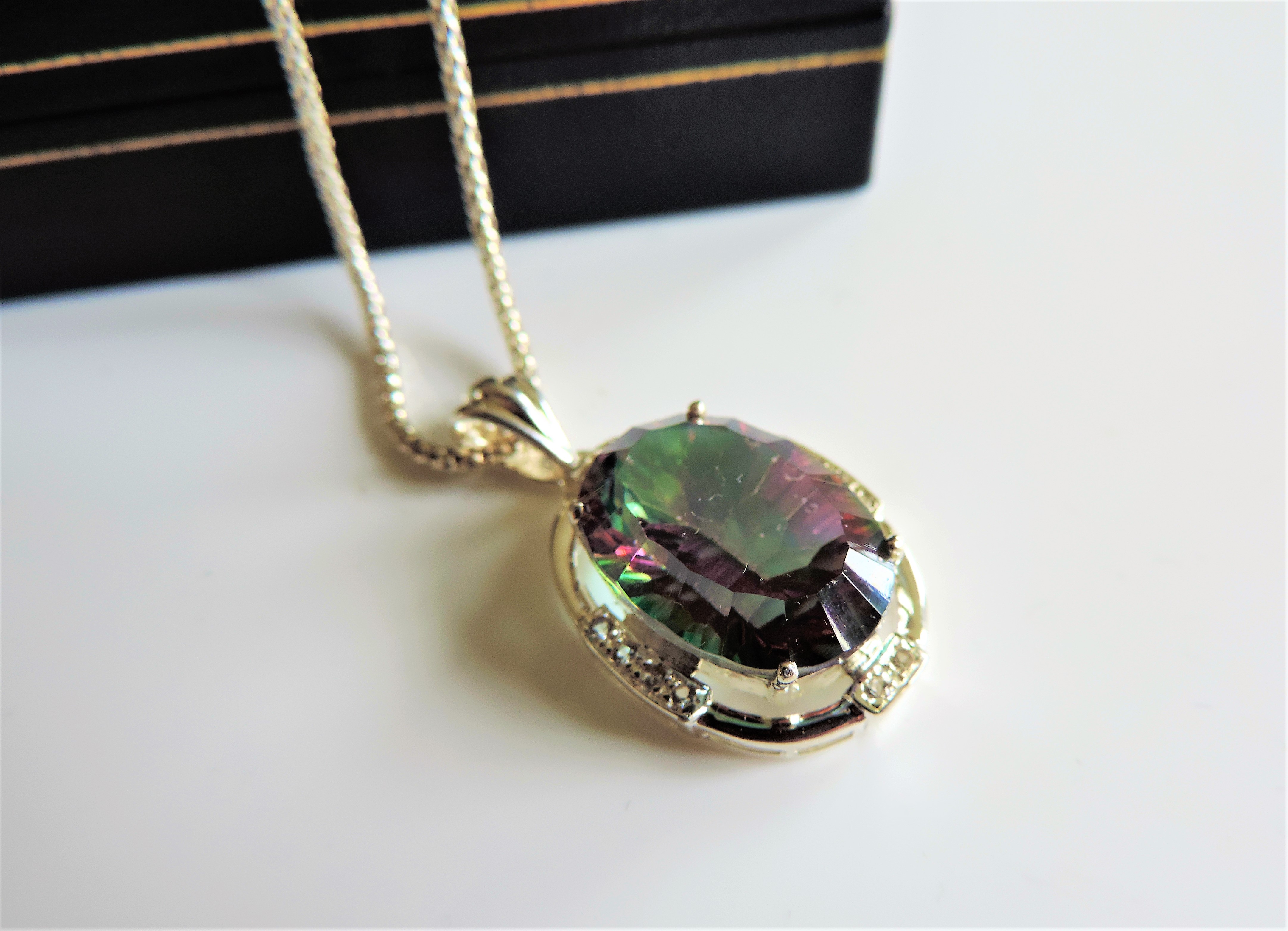 Sterling Silver 22ct Mystic Topaz Necklace 8.8grms New Boxed - Image 3 of 6