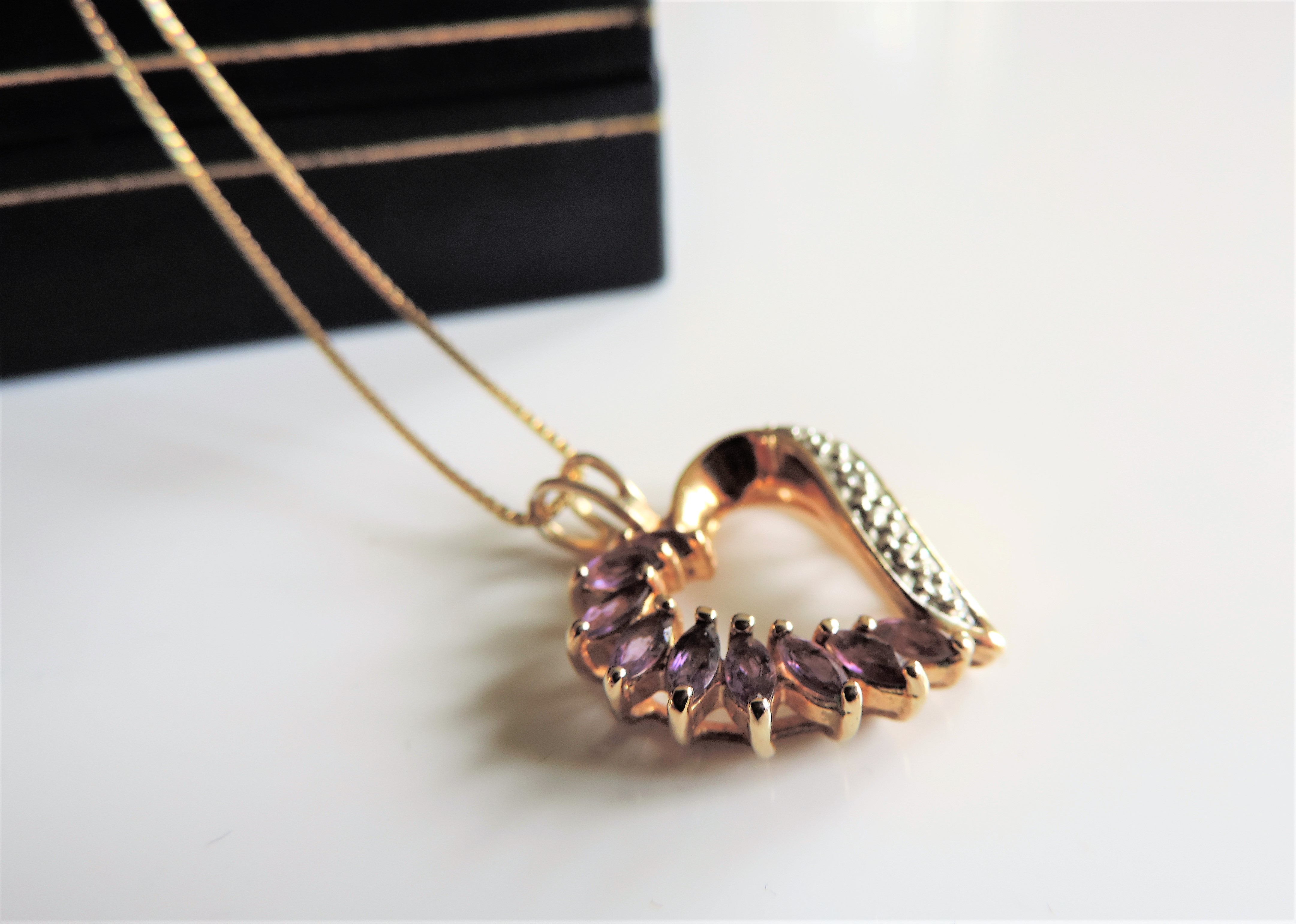 Gold on Sterling Silver Amethyst Heart Pendant Necklace