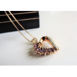 Gold on Sterling Silver Amethyst Heart Pendant Necklace