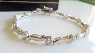 Sterling Silver 3.6ct White Topaz Tennis Bracelet New with Gift Box