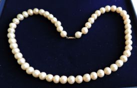 Vintage Pearl Necklace Gold Clasp 8mm Pearls