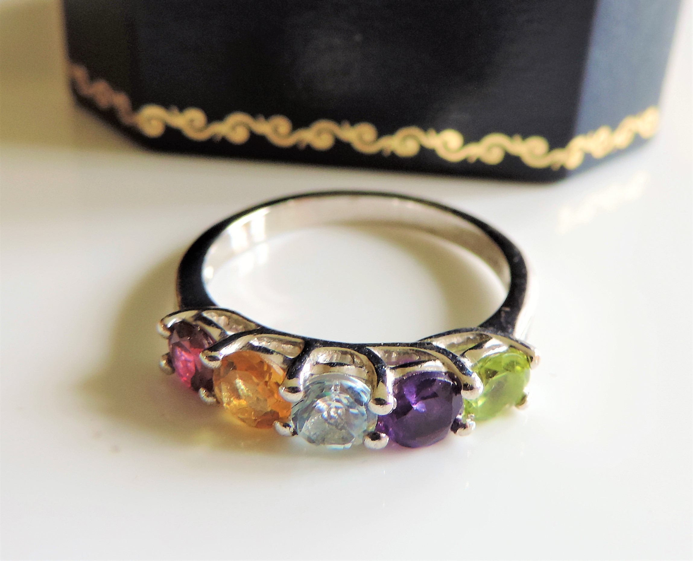 Sterling Silver Tutti Frutti Gemstone Ring New with Gift Box - Image 2 of 3