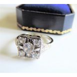 Sterling Silver Art Deco Style White Sapphire Ring New with Gift Box