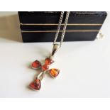 Sterling Silver Baltic Amber Pendant Necklace 8.5 grams