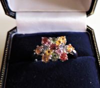 Sterling Silver Tutti Fruitti Gemstone Ring New with Gift Box