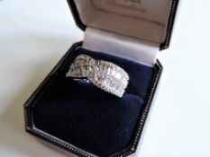 Sterling Silver White Sapphire Ring New with Gift Box