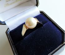 Gold on Sterling Silver Pearl Ring with Gift Box
