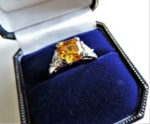 Sterling Silver Citrine Ring New with Gift Box