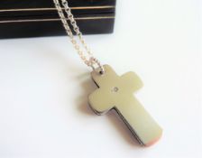 Sterling Silver Hot Diamonds Cross and Chain 17.2 grams