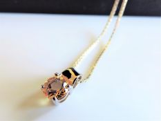 Sterling Silver Citrine Pendant Necklace New with Gift Pouch