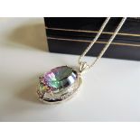 Sterling Silver 22ct Mystic Topaz Necklace 8.8grms New Boxed