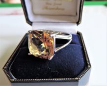 Sterling Silver 16.5ct Yellow Citrine Ring New with Gift Box