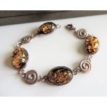 Sterling Silver Baltic Amber Bracelet New Boxed