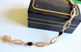 Gold on Silver Sapphire Bracelet New with Gift Box