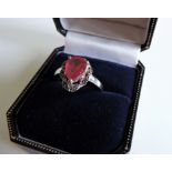 Sterling Silver 2.2 carat Ruby & Diamond Ring New with Gift Box