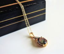 Gold on Sterling Silver 2.4ct Mystic Topaz & Diamond Pendant Necklace