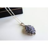 Sterling Silver Tanzanite Cluster Pendant Necklace