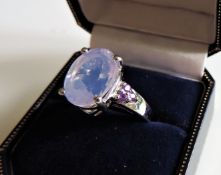 Sterling Silver 4.5 ct Lavender Quartz & Amethyst Ring New with Gift Box