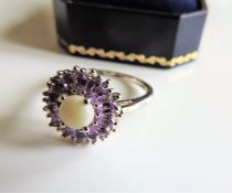 Sterling Silver 2.13ct Amethyst & Opal Ring New with Gift Box