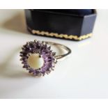 Sterling Silver 2.13ct Amethyst & Opal Ring New with Gift Box